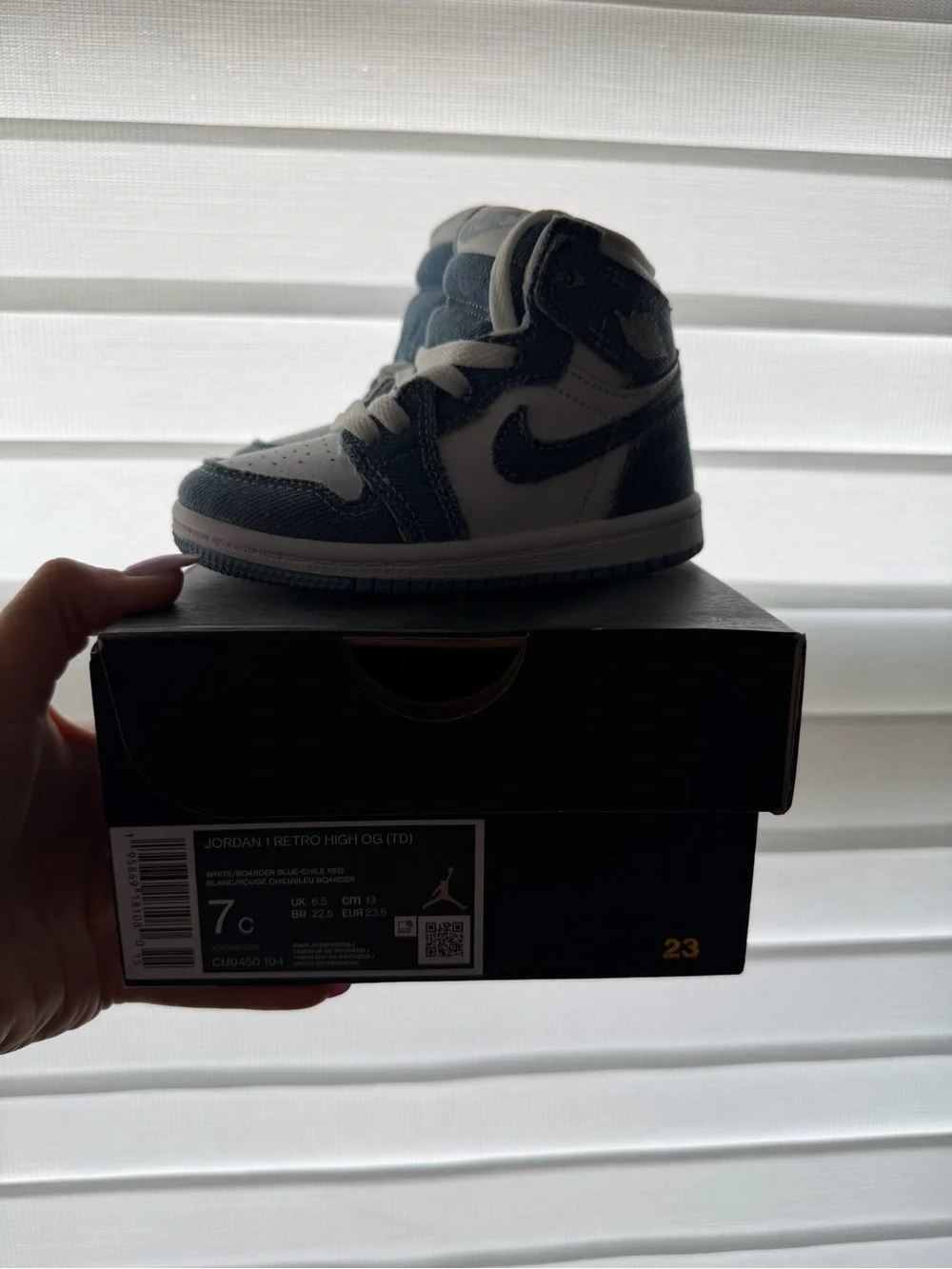 Nike Kids' High-Top Sneakers in White and Denim